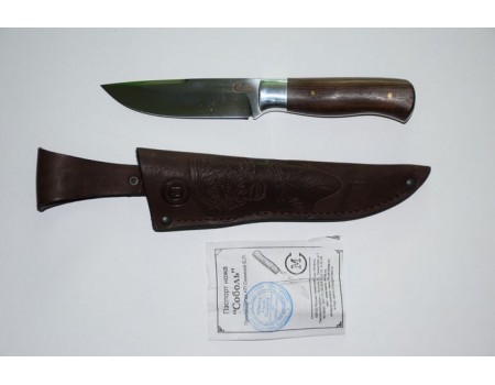 Нож Соболь (кован. ст. Х12МФ, дюраль, орех)